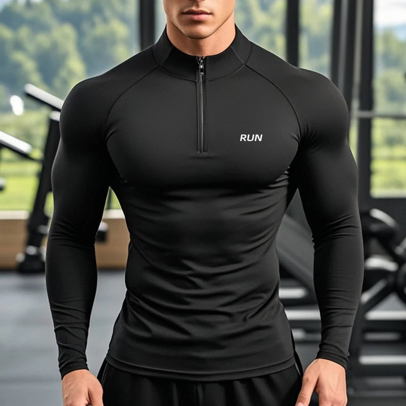 Running T-shirts Men Compression Long Sleeve Sports Polo Shirts