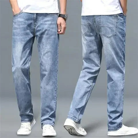 Jeans Men's Summer Straight Leg Loose Large Leg Autumn Thick
