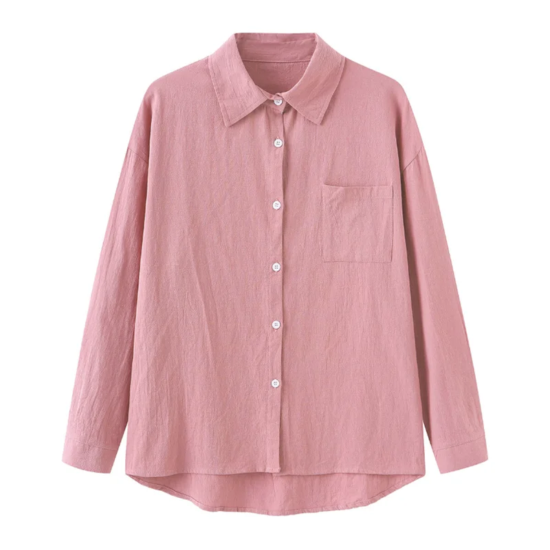 Large Size Two-piece Suit Women Cotton Linen Sets Long-sleeved Blouse