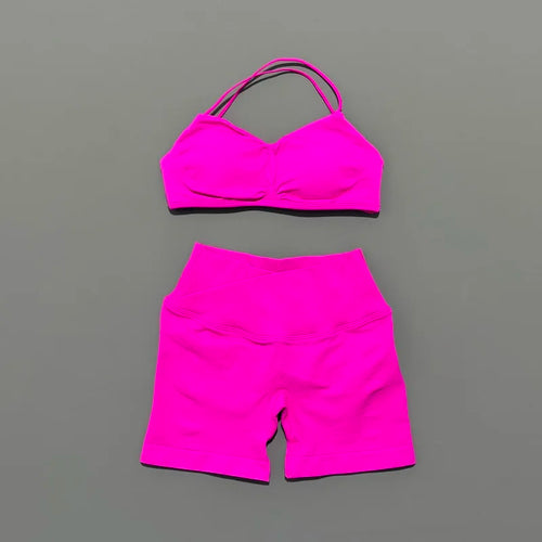 2 Piece Vision Gym Set Women Yoga Crop Top High Waist Scrunch Seamless