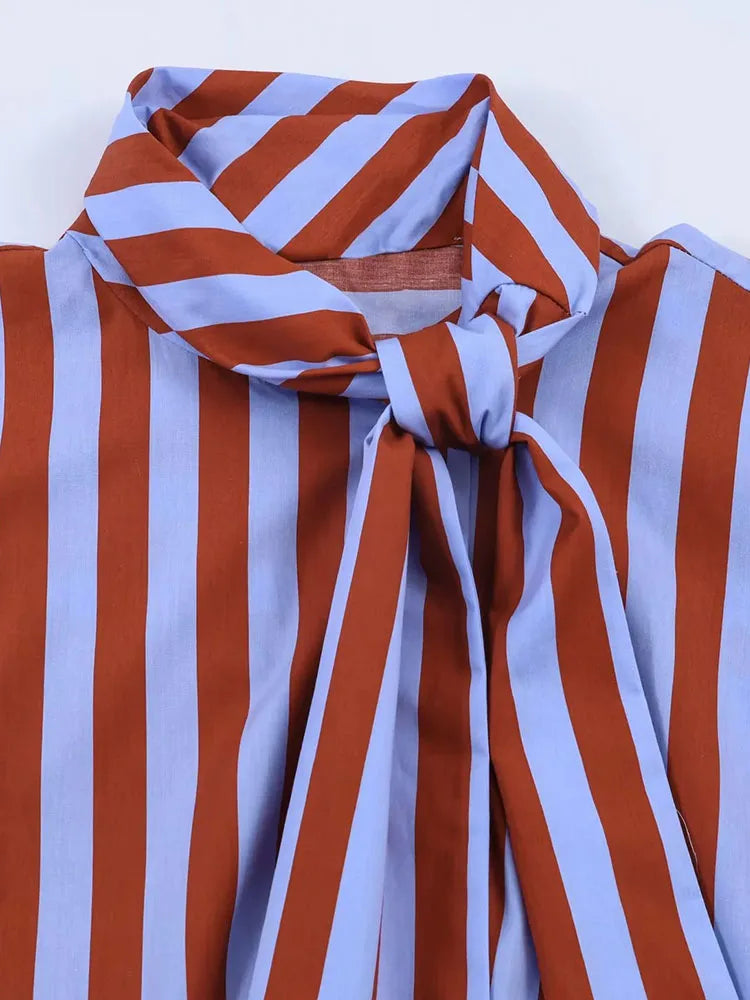 Women New Music Festival Chic Blouse Women's Loose Fit Striped Shirt