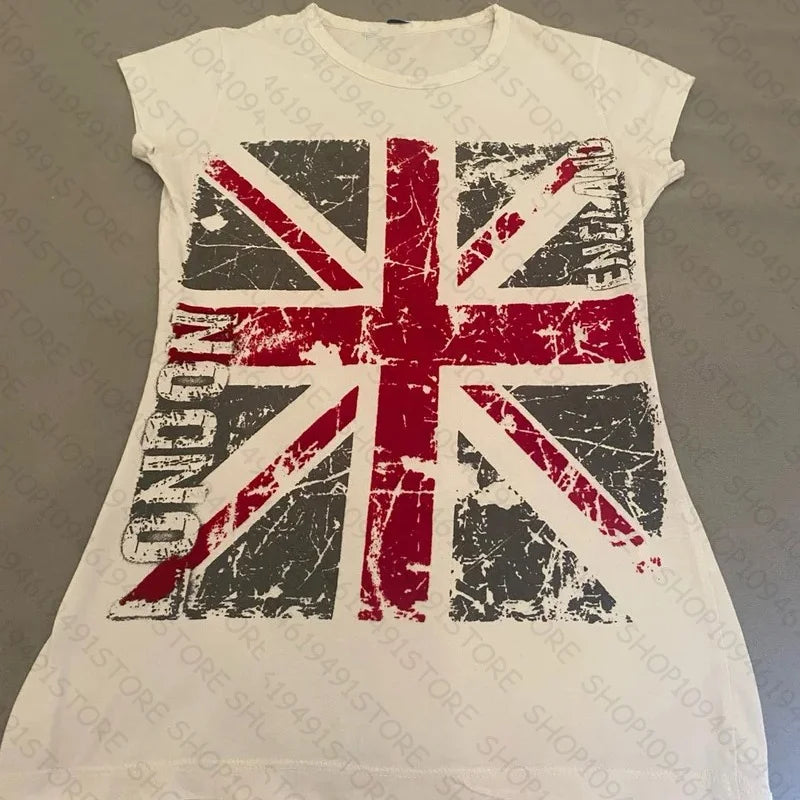 2000s Punk Women Short Sleeve Slim Vintage Graphic Baby Tees Sexy