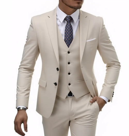13 Color Basic Style Men's Casual Solid Color 3 Pieces Suits / Male