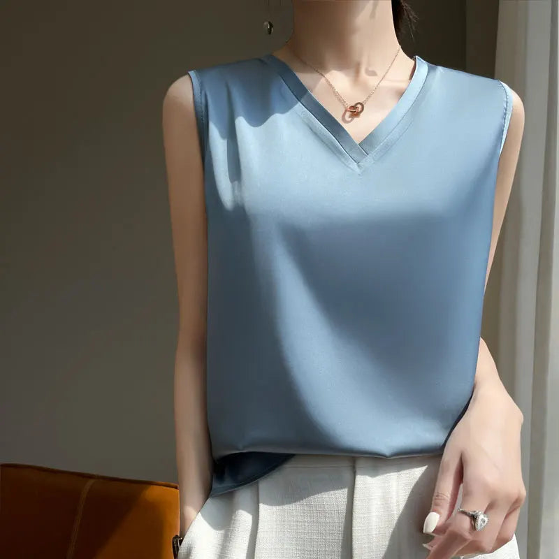 Suspended Tank Top Women's Suit Bottom Imitation Silk 25 New Versatile