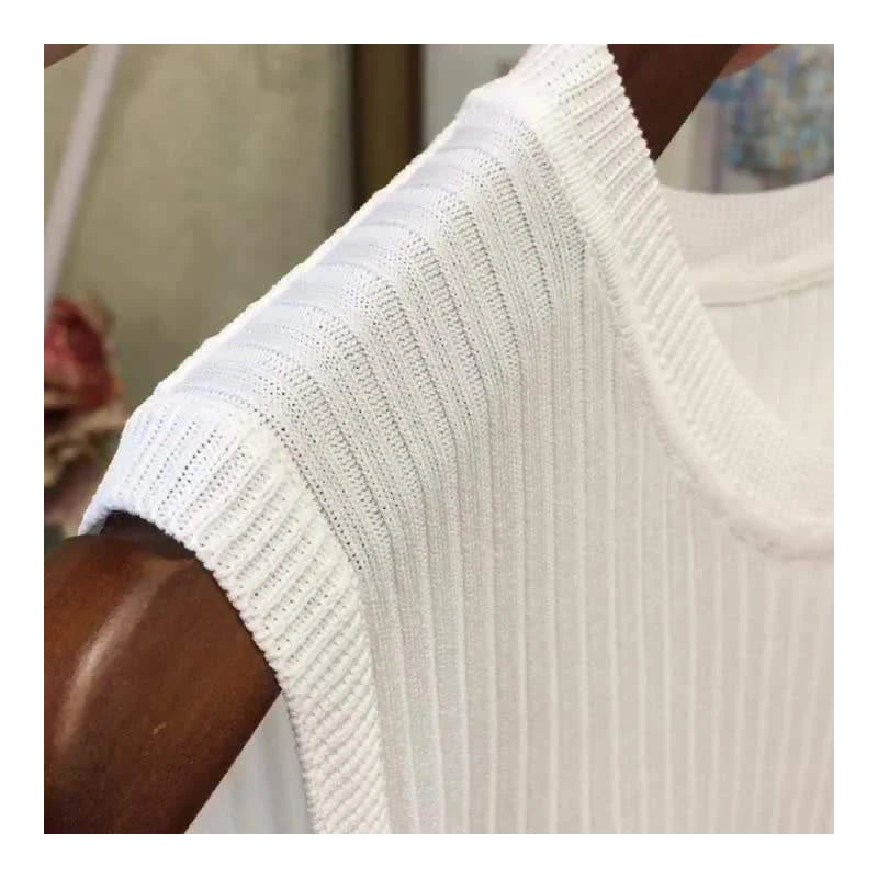 2024 Summer New Fashion Knitted Vests O-neck Sleeveless Casual Thin