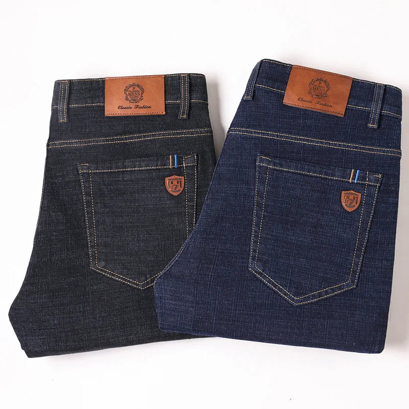 2024 Fashion Men Stretch Loose Straight Jeans Casual Elastic Slim Fit