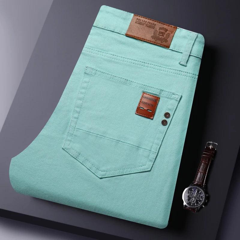 Spring Autumn Men's Fashion Brand Slim Fit Jeans Stretch Comfortable