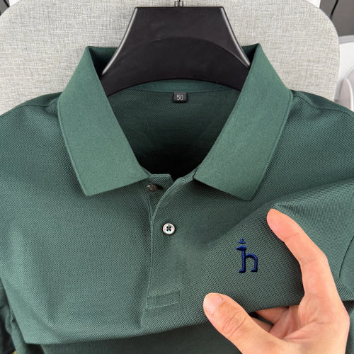 100% pure cotton high-end brand men's short sleeved polo shirt summer