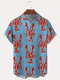 3D Printed Fun Cartoon Lobster Pattern Hawaiian Shirt - Summer Cute
