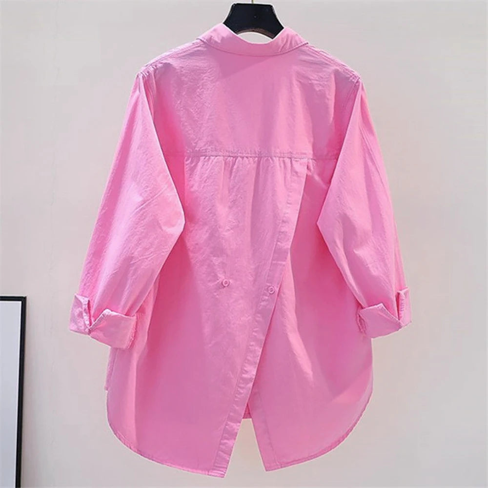 Irregular Office Lady Casual Elegant All-Match Shirt Loose Shirts And