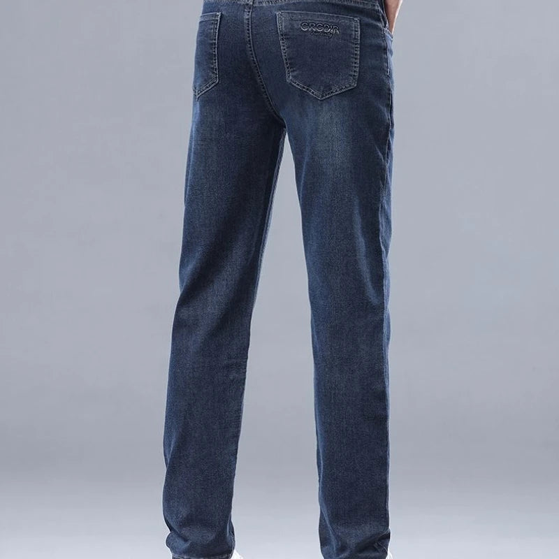 High-quality Autumn Winter Men's Slim Straight-leg Jeans Light