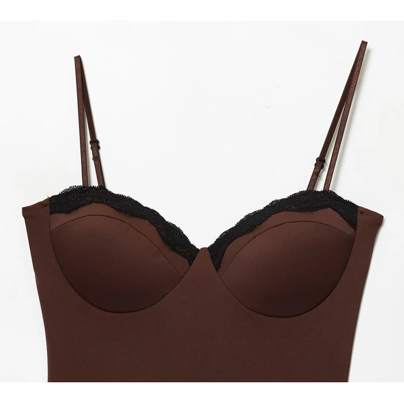 MUJER Lace Corset Top Women Sexy Backless Crop Top Woman Slip Bustier