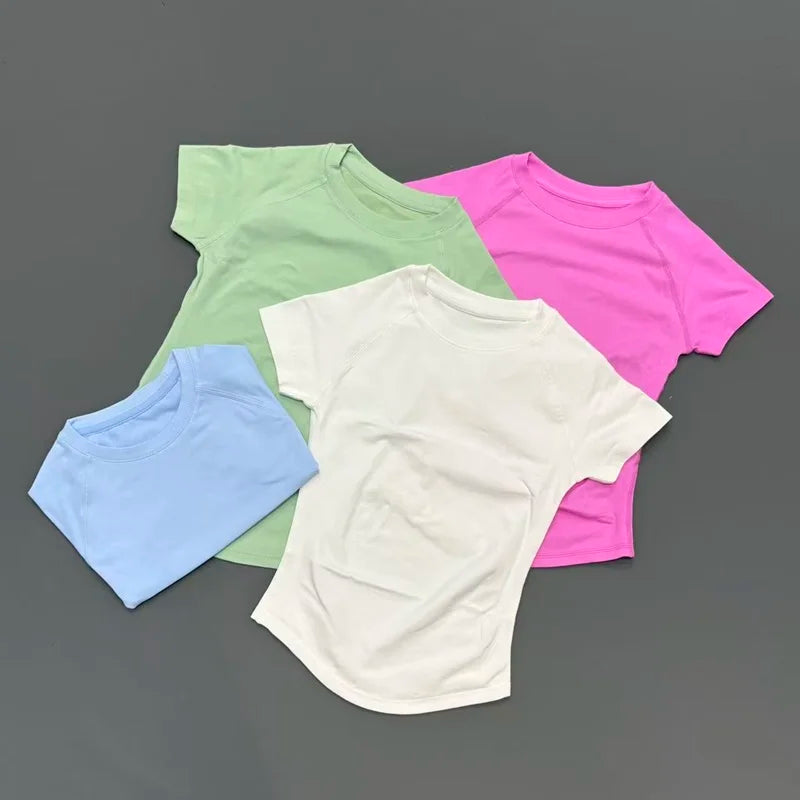 Short Sleeve Seamless Yoga Top Women Quick Dry Breathable Slim Fit