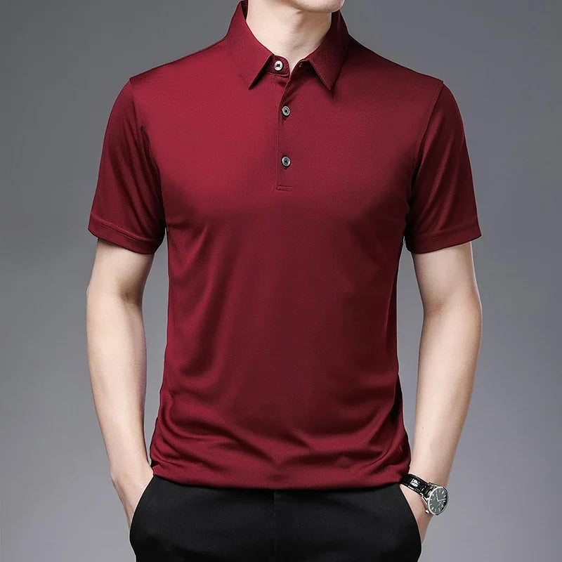 2026 Men's New Solid Color Business Casual POLO Shirt Summer Fashion