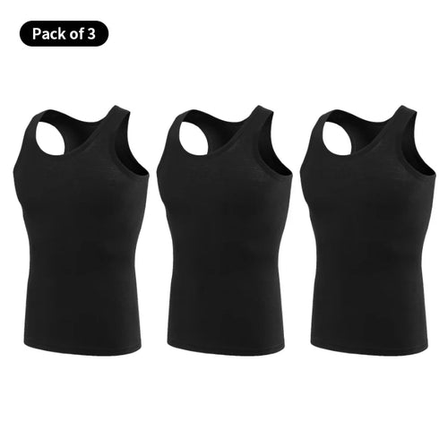 1/3 Pieces Men's Solid Color Basic Cotton Vest Youth Slim Exercise