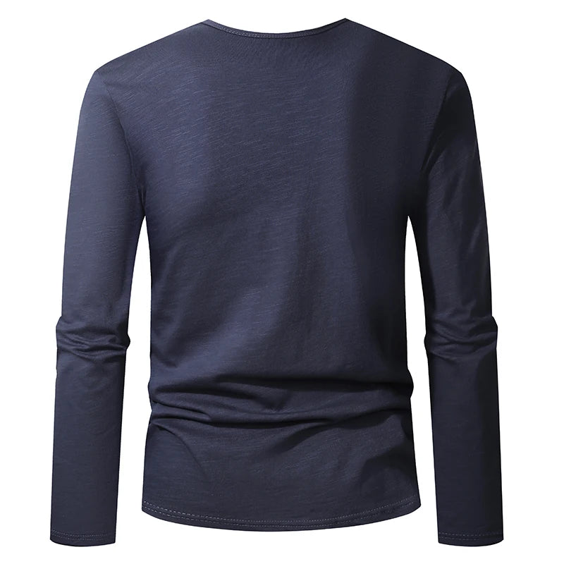 100% Cotton Men T Shirt Long Sleeve High Quality Male Tshirt Casual