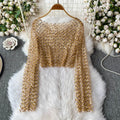 2025 Fashion Streetwear Sequined Sun-proof Blouses Sexy Pearl Beading