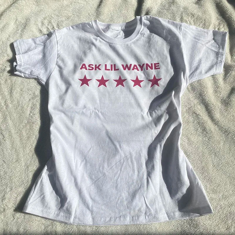 Retro 2000s Stars pattern T-Shirt Summer Vintage Gothic Crop Tops