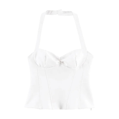 Sexy Halter Crop Tops Women Corset Slim Polka Dot Print Short Tops