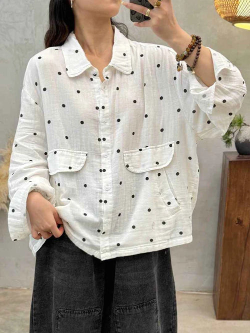 Amax LuluE 2026 Spring Fashion Classic Dot Shirts Womens Japanese