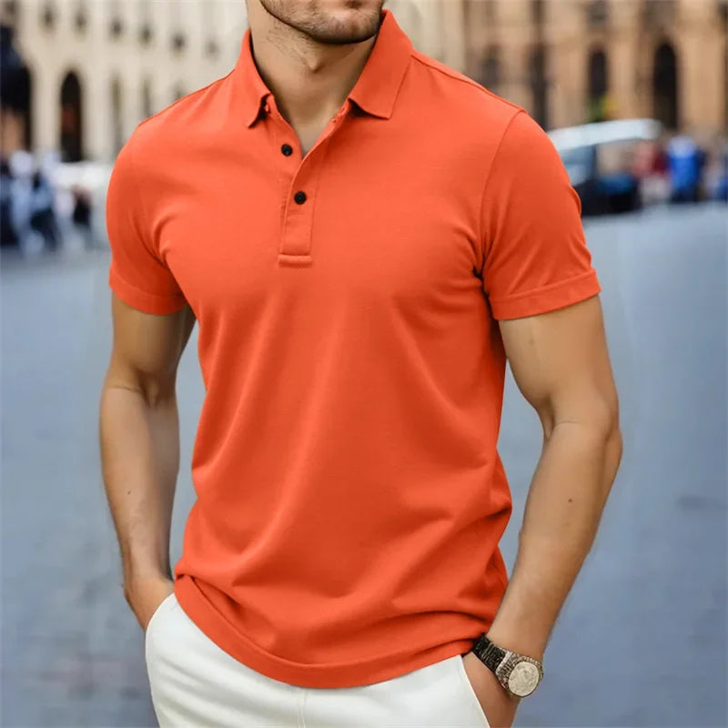 2026 New Men's Casual and Fashionable Simple Collared Short Sleeved
