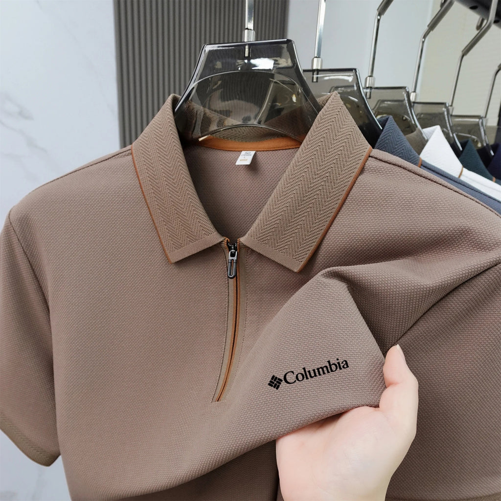 2026 Summer Men Short Sleeve Polo Shirt Unique Zipper Design Premium