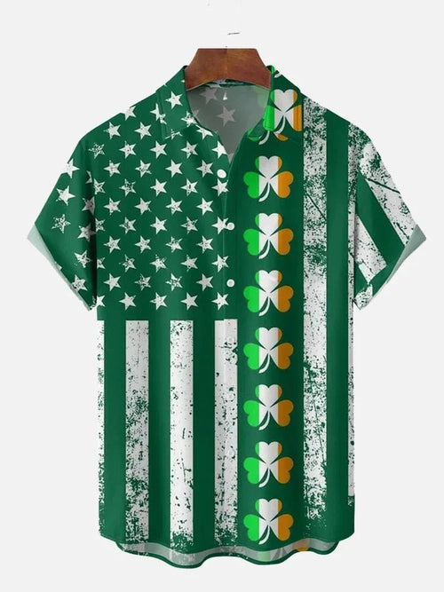 Full-Print Green St. Patricks Day Lucky Four-Leaf Clover Printing