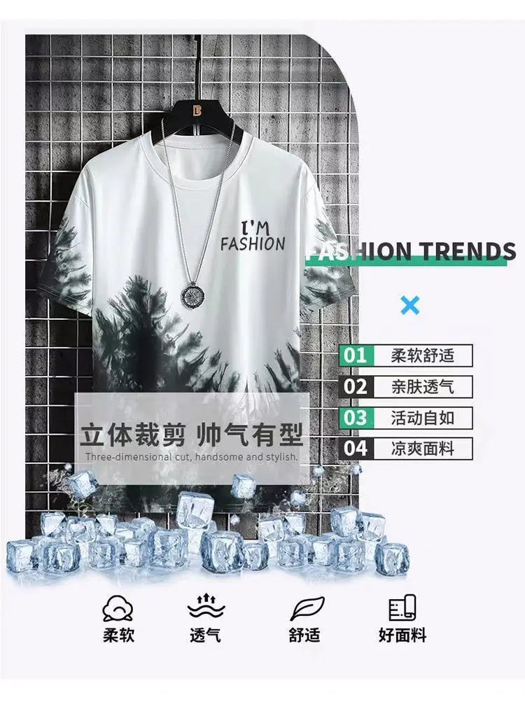 Summer Quick Drying Men's Sets Fashion tracksuits Casual Ice Silk