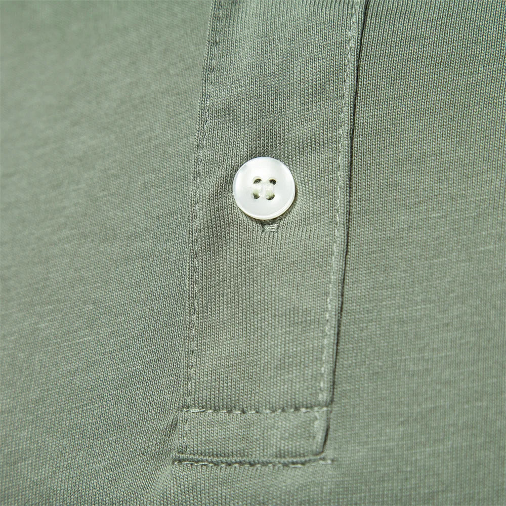 AIOPESON 100% Cotton Embroidery Men's Polo Shirts Solid Color Short