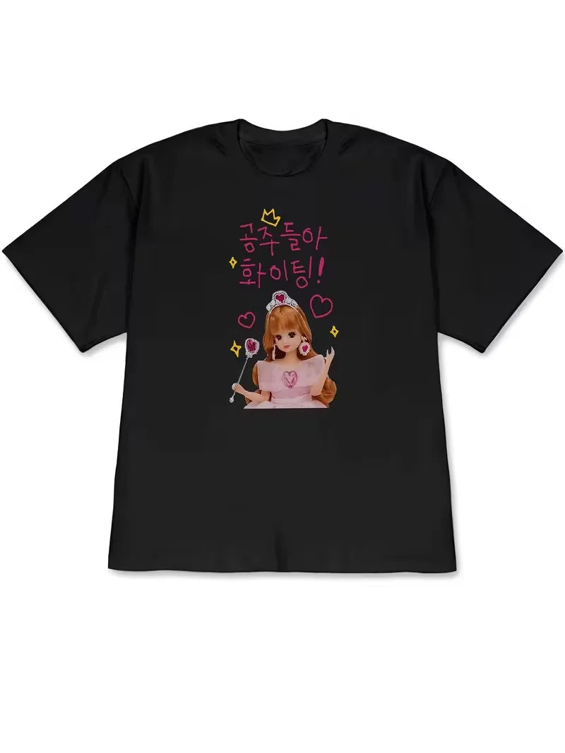 Women's Korean Alphabet & Hangul T-Shirt Casual Oversize Top Daily