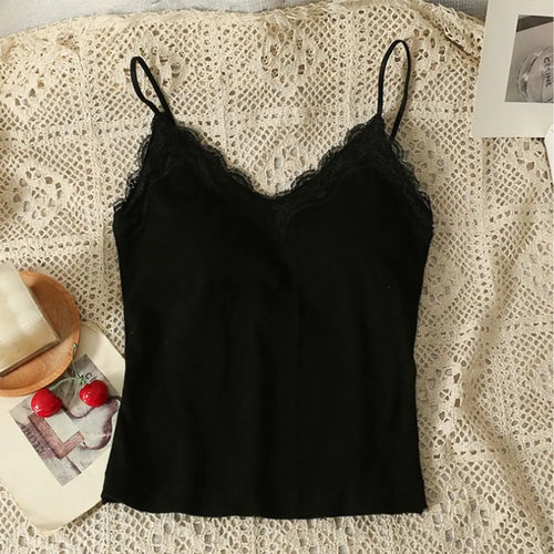 High Quality Fashion Breathable Lace Camisole Strap Bra Solid Color