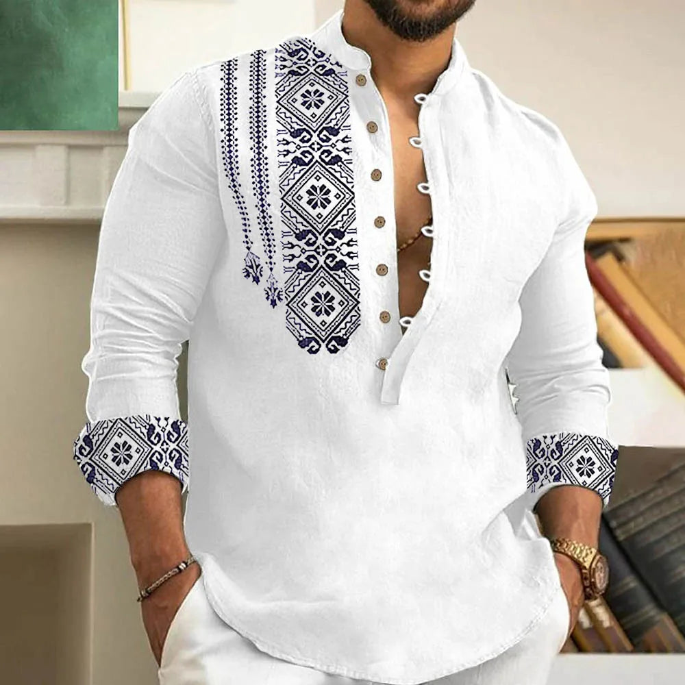 2025 Spring And Summer Fashion Casual Men Long Sleeve Button-Down