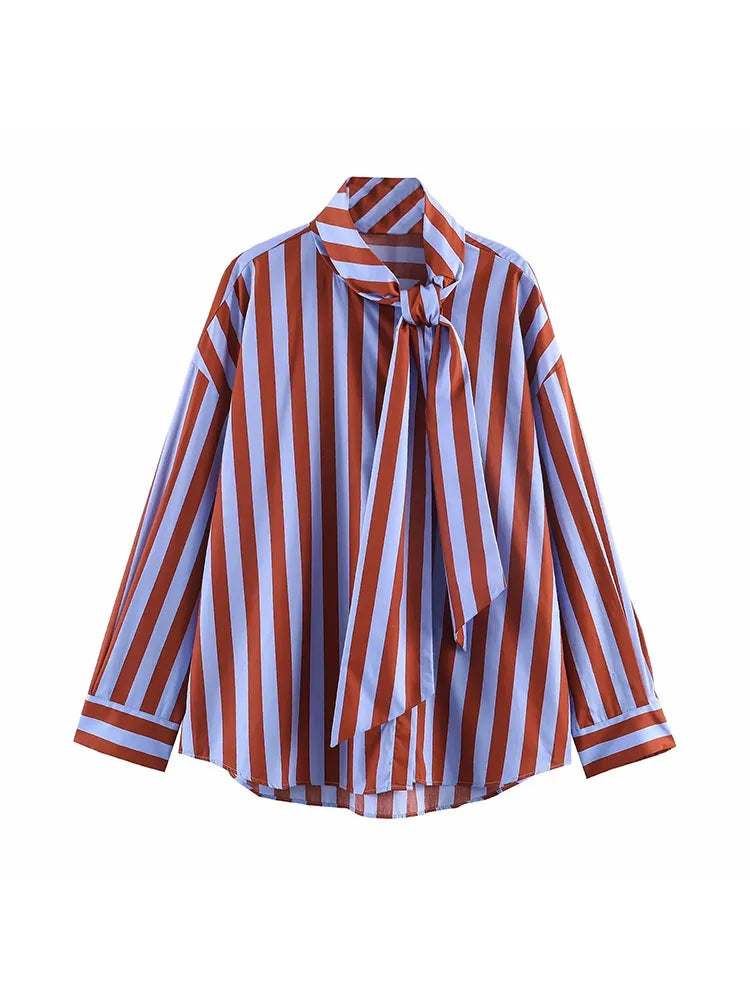 Women New Music Festival Chic Blouse Women's Loose Fit Striped Shirt
