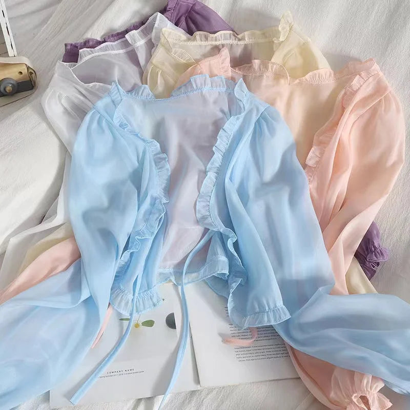 Women Thin Coat Casual Lace Bow Summer Sun Protection Clothes Female