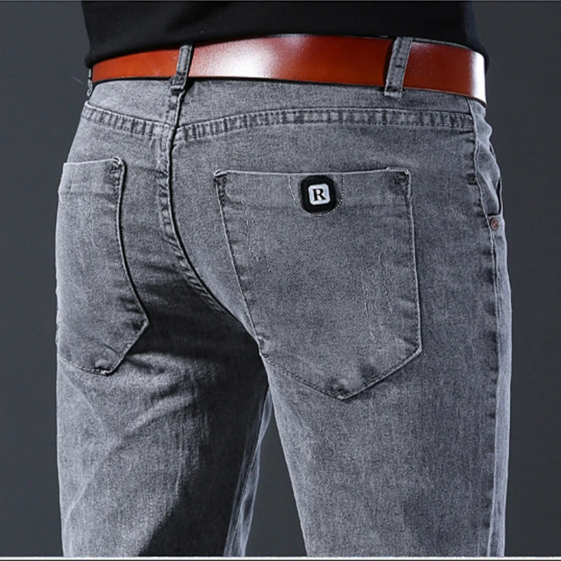 New style jeans, men's slim fit, Korean style comfortable straight leg