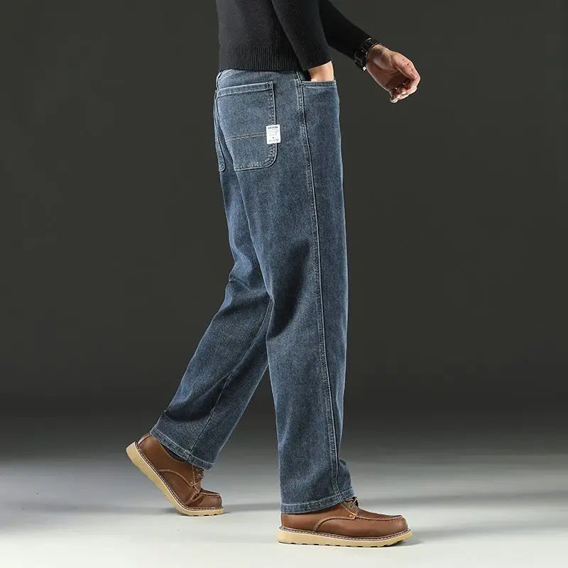 Spring and Autumn Men's Baggy Jeans Casual Straight Stretch Versatile