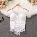 Short Fishbone Top Sexy Slim Fit Suspender Top Winter Lace Bottoming
