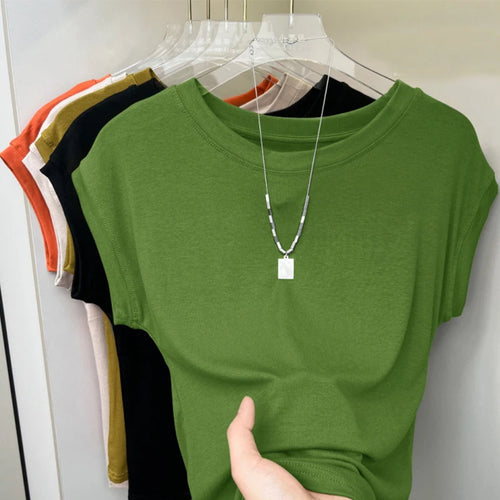1pcs Women T Shirt Summer Sleeveless Round Neck Breathable Loose