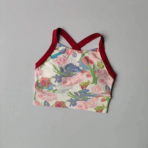 Women's High Support Shockproof Sports Bra Fixed Built-in Pads Printed