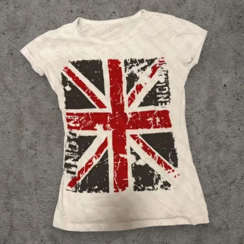 2000s Punk Women Short Sleeve Slim Vintage Graphic Baby Tees Sexy