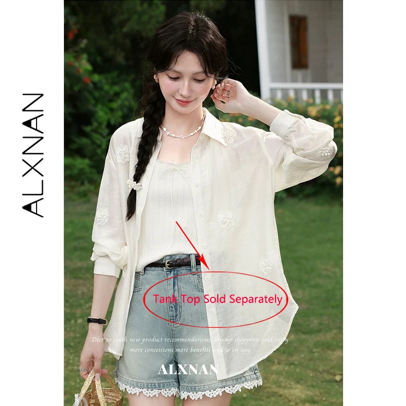 ALXNAN Lace Trim Elegant Knitted Tank Top Bow Slim-fit Casual Basic