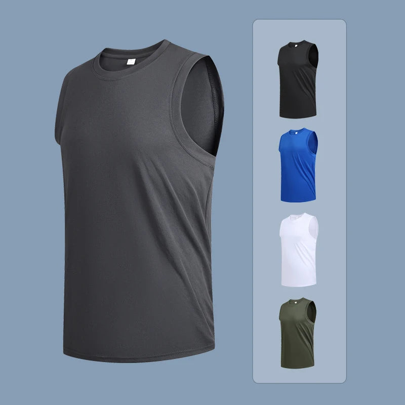 Men's New Large Size Breathable Ice Silk Quick Dry Sleeveless Vest