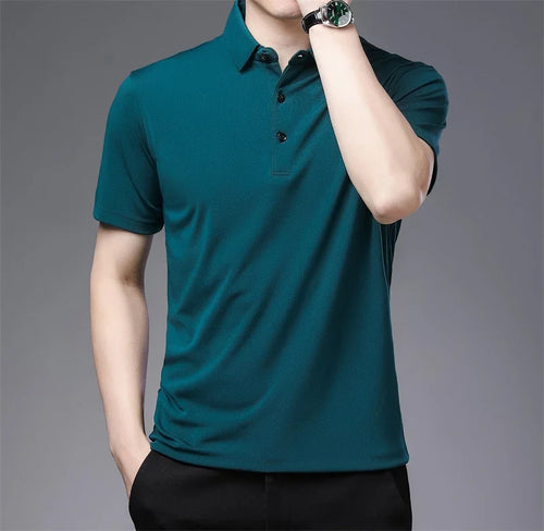 2026 Men's New Solid Color Business Casual POLO Shirt Summer Fashion