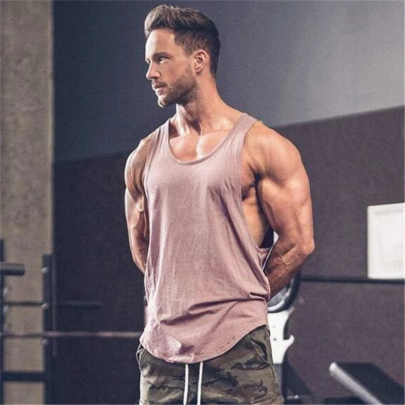 Plain Vests Cotton Breathable Sleeveless T-shirts Gym Fitness
