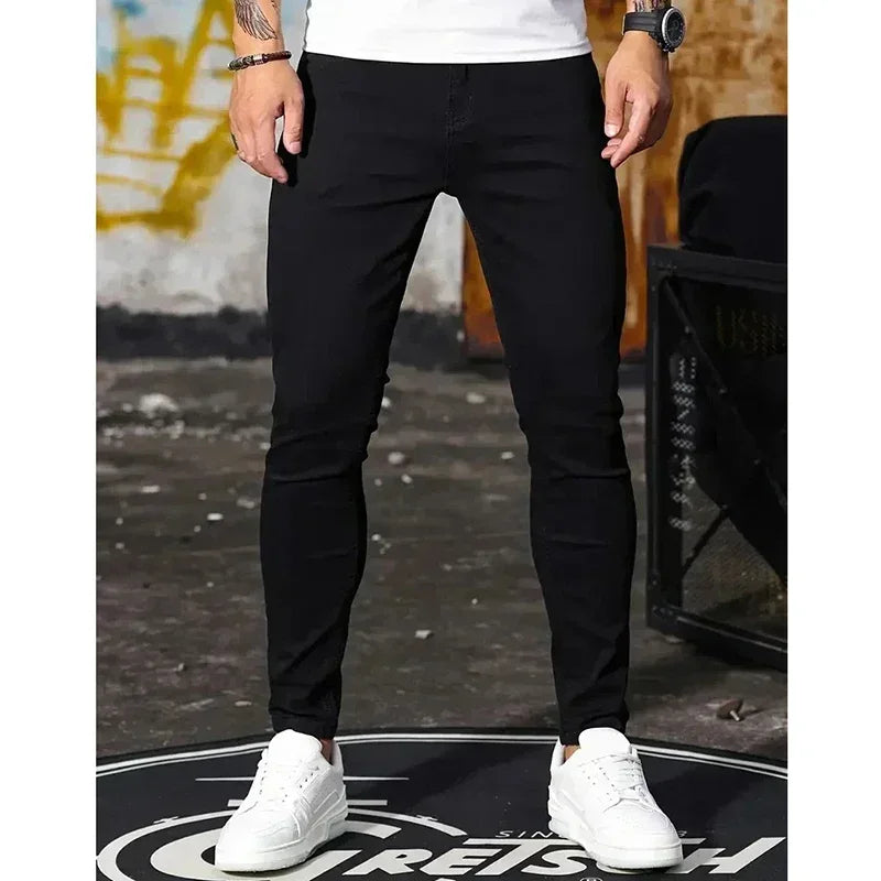 2025 Men Narrow Leg Jeans Male Comfortable Straight Leg Slim Fit