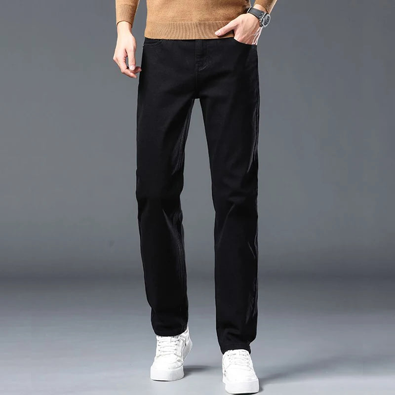 Spring New Men's Slim Fit Elastic Jeans Fashion Gray Comfortable