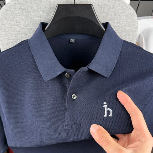 100% pure cotton high-end brand men's short sleeved polo shirt summer