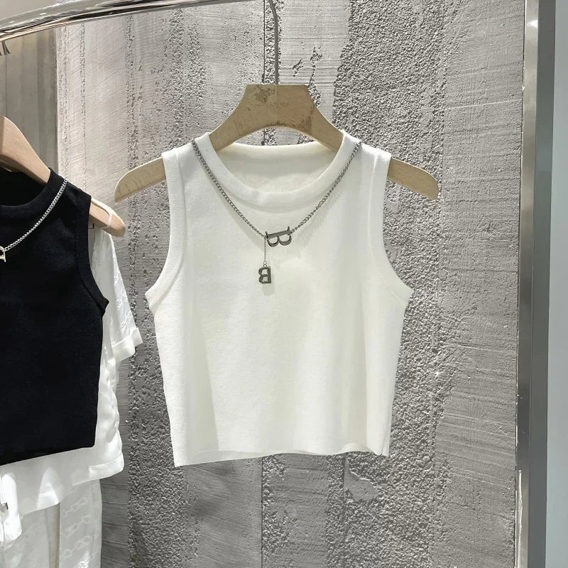 Women Tank Top & Camis New Basic Bottoming Striped Chain Elasticity