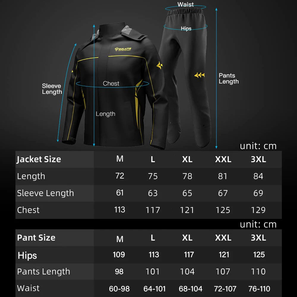 SULAITE Motorcycle Raincoat Suits Men Waterproof Rain Gear Rain Jacket