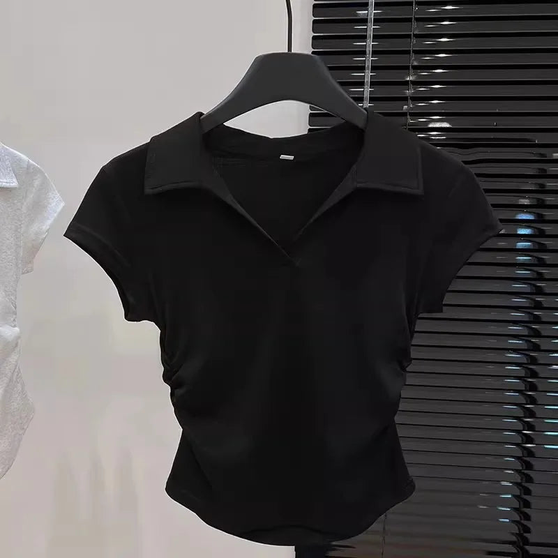 Cotton Summer Sexy Women's T Shirt Skinny Slim Basic Solid Crop Top